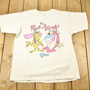 ヴィンテージ 1990 年代 レンとスティンピー ショー カートゥーン プロモ T シャツ / 90 年代グラフィック T シャツ / カナダ製 / カートゥーン ネットワーク / シングル ステッチ / Oh Joy