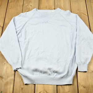 Vintage 1980s Light Blue Blank Raglan Crewneck Sweatshirt / 90s Crewneck / Souvenir / Pastel Blue / Streetwear / Vintage Blank