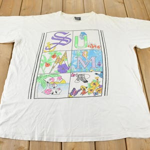 Vintage 1990s Summer Single Stitch Graphic T-Shirt Size 4XL
