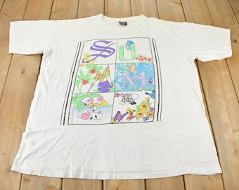 Vintage 1990s Summer Single Stitch Graphic T-Shirt Size 4XL