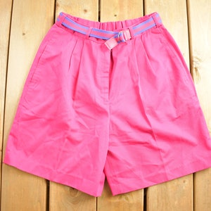 Vintage 1980s Astor One Pleated Striped Shorts Size 28 - 32 x 6.5 / 80s Shorts / Striped Shorts / With Belt / Vintage Shorts / Summer Shorts