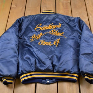Vintage 1970s Birdie Santino&#39;s Pizza Shack Satin Bomber Jacket / Athleisure / Streetwear / Athletic Sportswear / Streetwear / 70s Birdie