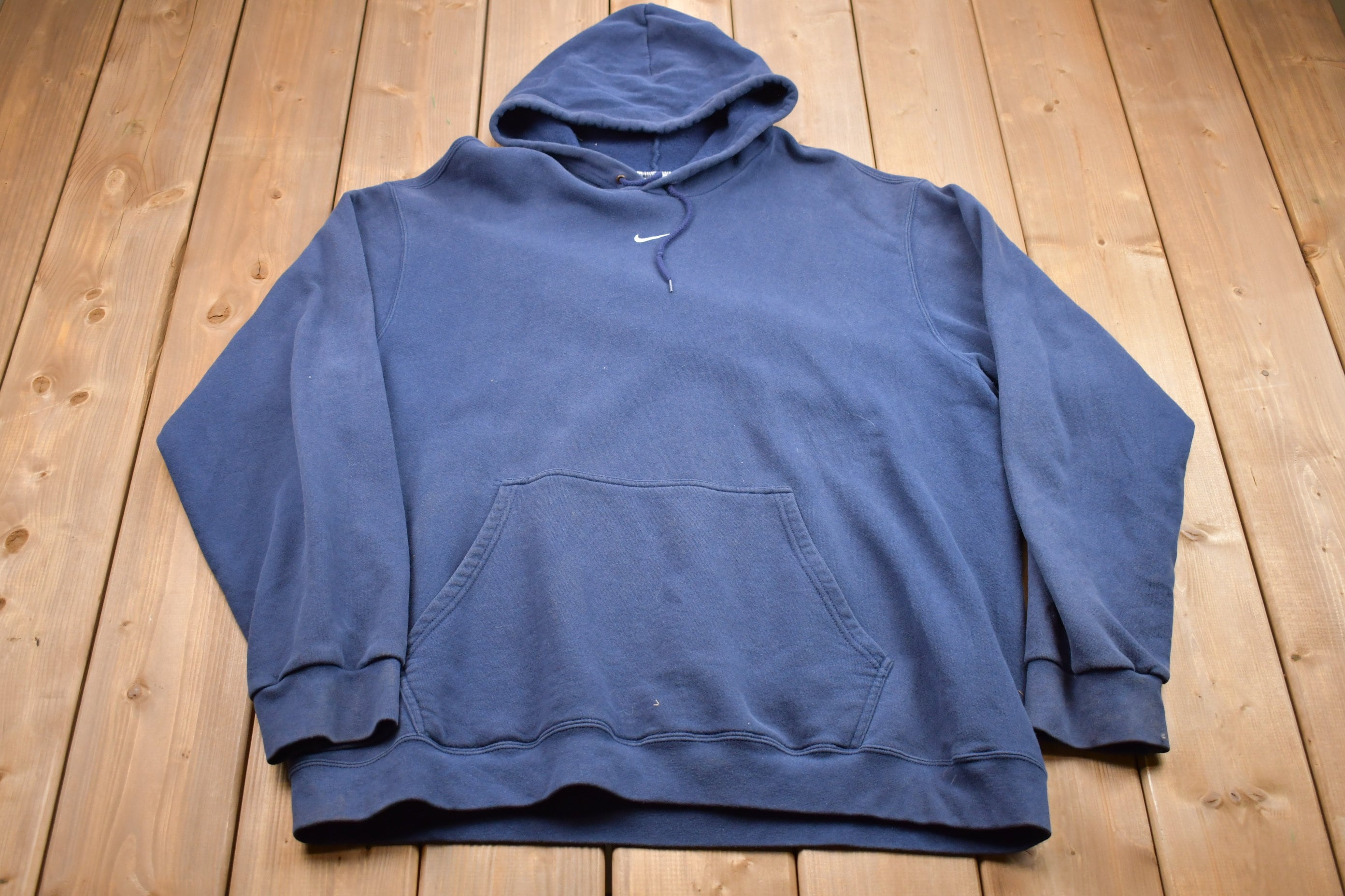 Vintage 1990s Nike Middle Swoosh Embroidered Hoodie / 90s Mid