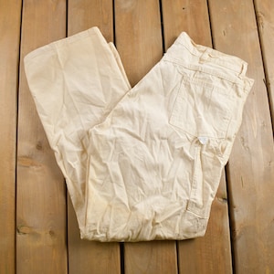 Vintage 1980s Cream Painters Pants Size 37 x 31 / 90s Painter / 80s Workwear / Cream Beige Carpenter Pants / Made in USA