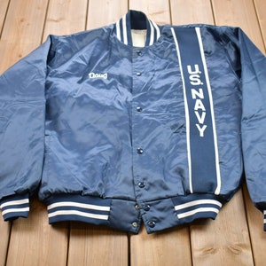 Vintage 1990s US Navy Satin Bomber Jacket / Athleisure / Streetwear / Athletic Sportswear / Streetwear / Made In USA