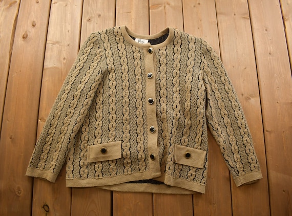 Vintage 1990s Mita Knitted Cardigan Sweater / Vintage Cardigan 