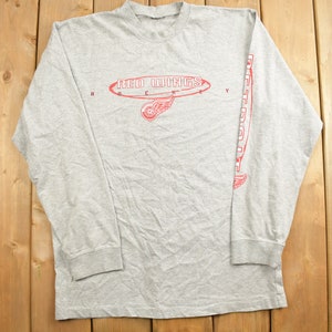 Vintage 1990s NHL Detroit Red Wings Hockey Crewneck / Sportswear / Graphic Print / Athleisure / Streetwear / Hockey T Shirt / Size Medium /