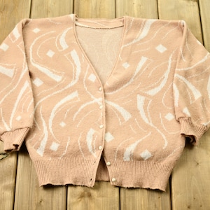 Vintage 1940s Abstract Wool Cardigan / Wool Sweater / Vintage 90s Cardigan / Outdoor / Winter / Abstract Design