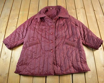 Chaqueta de esquí vintage de nailon de los años 80 con botones, talla XL para mujer / Abrigo de esquí / Aire libre / Aurora International