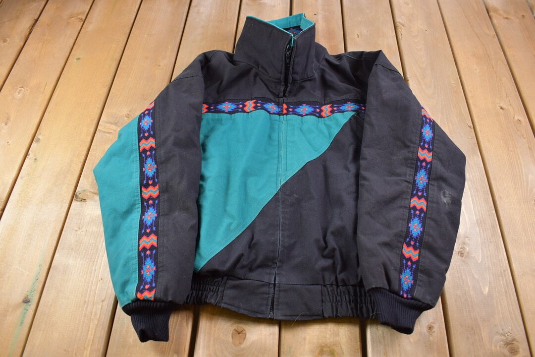 Vintage 1980s Davis James Aztec Jacket / Made in USA / Fall Outerwear