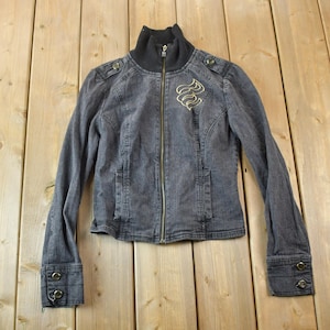 Vintage 1990s Womens XXS Rocawear Embroidered Jean Jacket Made In USA