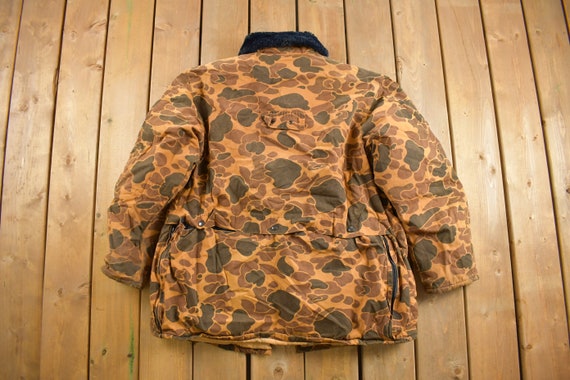 Vintage 1980s Duck Camo Hunting Jacket / Goose Down Fill
