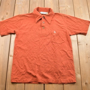 Vintage 1990s Grand Slam Munsingwear Button Up Collar Pocket T-Shirt / Casual Shirt / Formal Shirt / Embroidered Logo / Single Stitch