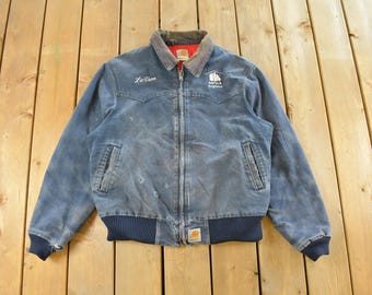 Vintage 1990s Carhartt Santa Fe Canvas Jacket Men's Large / Distressed Sun Faded / Workwear / Streetwear / 90s Work Jacket