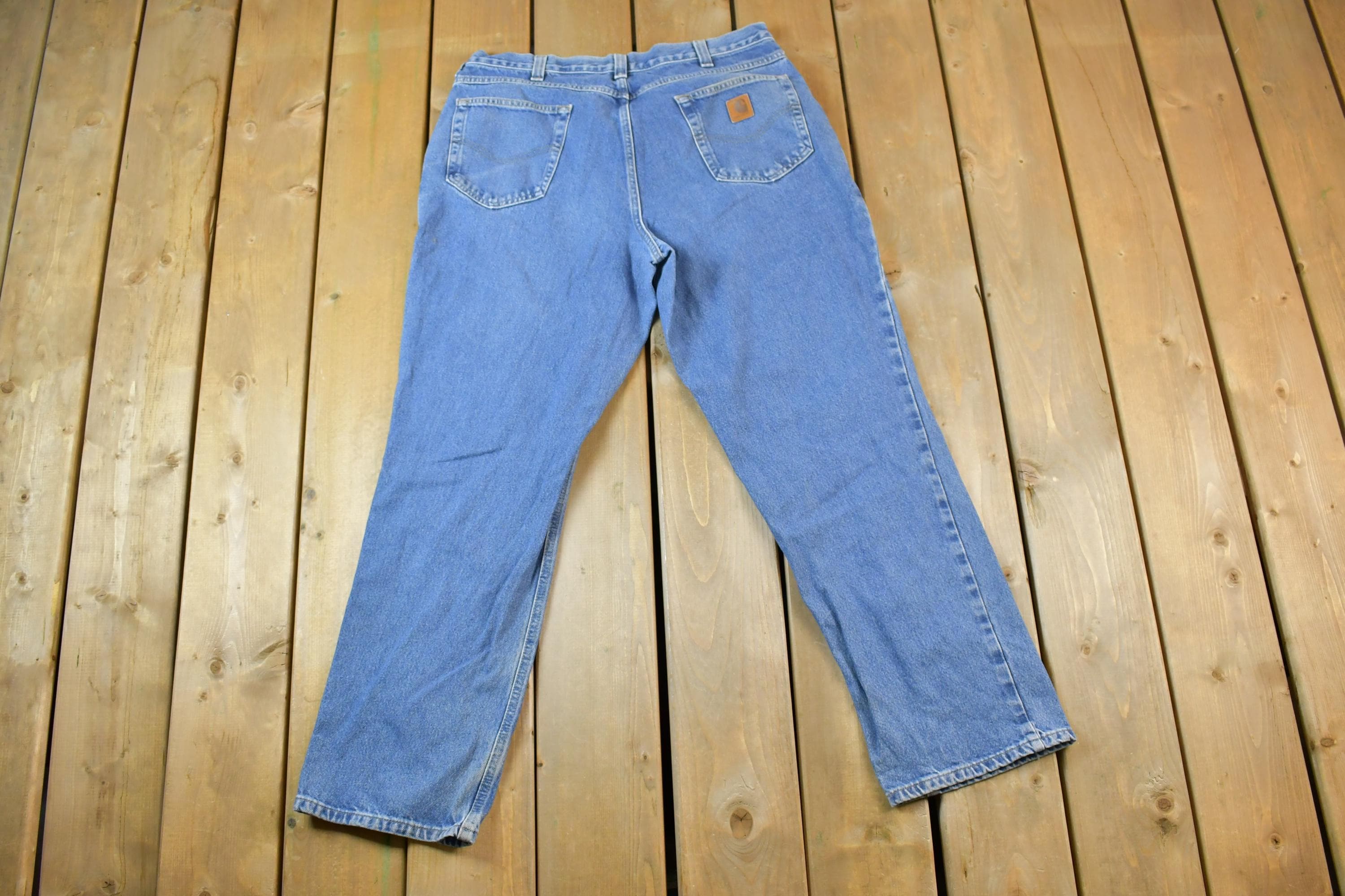 Vintage 1990s Carhartt Denim Jeans Work Pants Size 36x32 / 90s