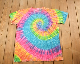 Vintage 1990s Common Threads Tie Dye All Over Print T-shirt / Vintage Band Tee / Music Promo / Tie Dye / Made In USA