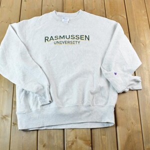 Vintage 1990s Rasmussen University Champion Reverse Weave Crewneck Sweatshirt / Made In USA / Heavy Weight / 90s Champion
