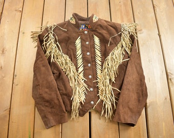 Vintage 1980s Tony Lama Americana Suede Fringe Jacket / Western Jacket / Vintage Fringe Coat / Made In USA / Vintage Leather / Womenswear