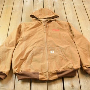 Vintage 1990s Distressed Carhartt Beige Active Jac Jacket / Size XLarge / Made In USA / Arteka Companies
