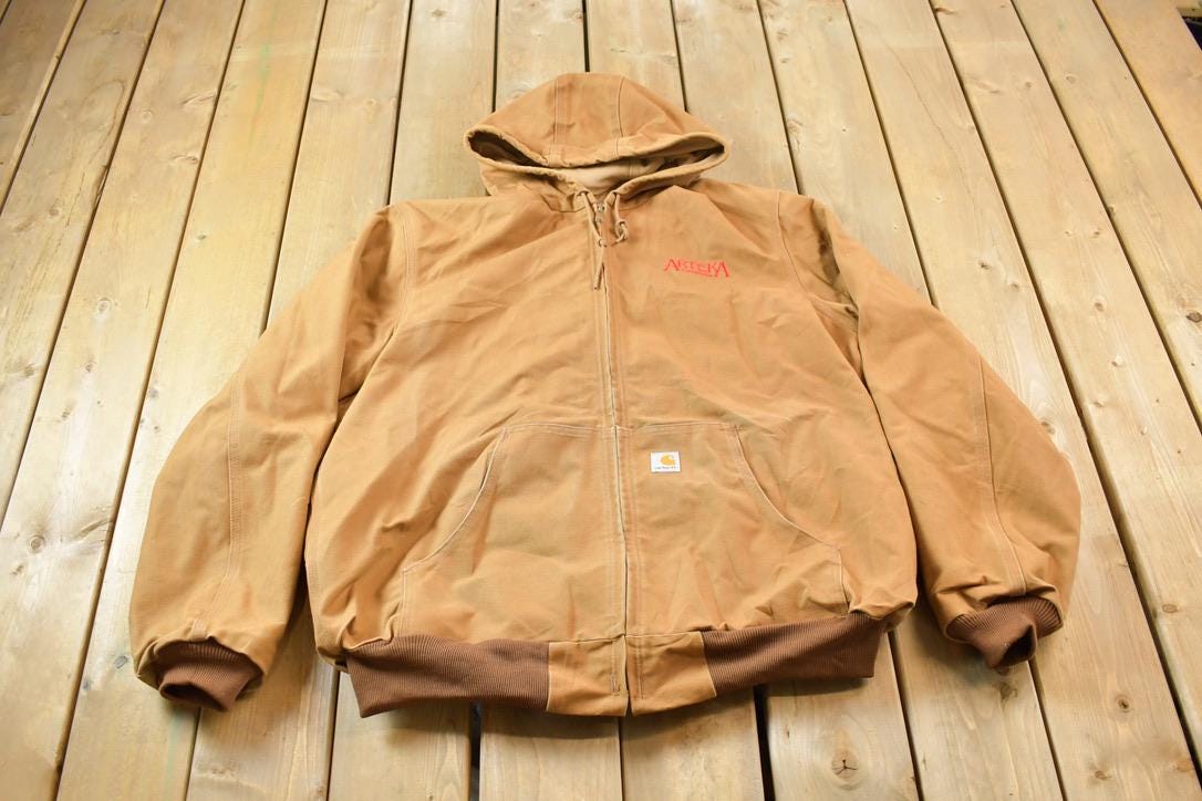 Vintage 1990s Distressed Carhartt Beige Active Jac Jacket