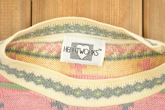 Vintage 1990s Heartworks Aztec Graphic Knitted Sw… - image 5