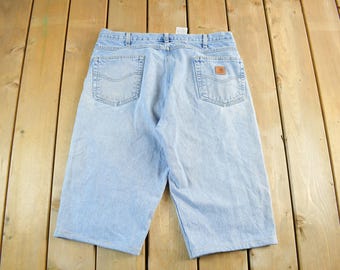 Vintage 2000s Carhartt Distressed Denim Shorts Men's 36 / Workwear / Jorts / Painter Cut Off Dungarees / Y2K Denim Jeans