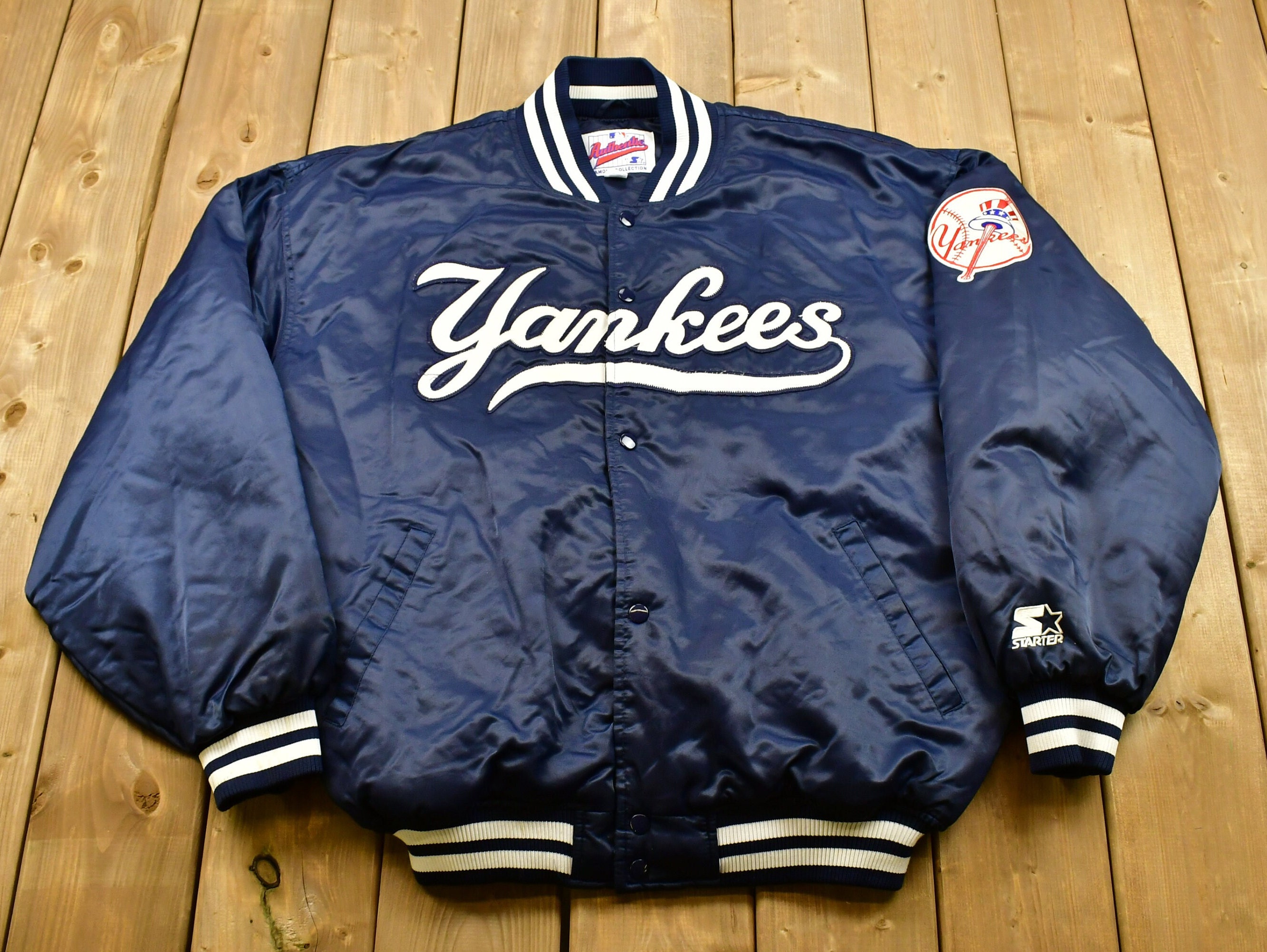 Vintage 90's New York Yankees Starter Satin Bomber Jacket 