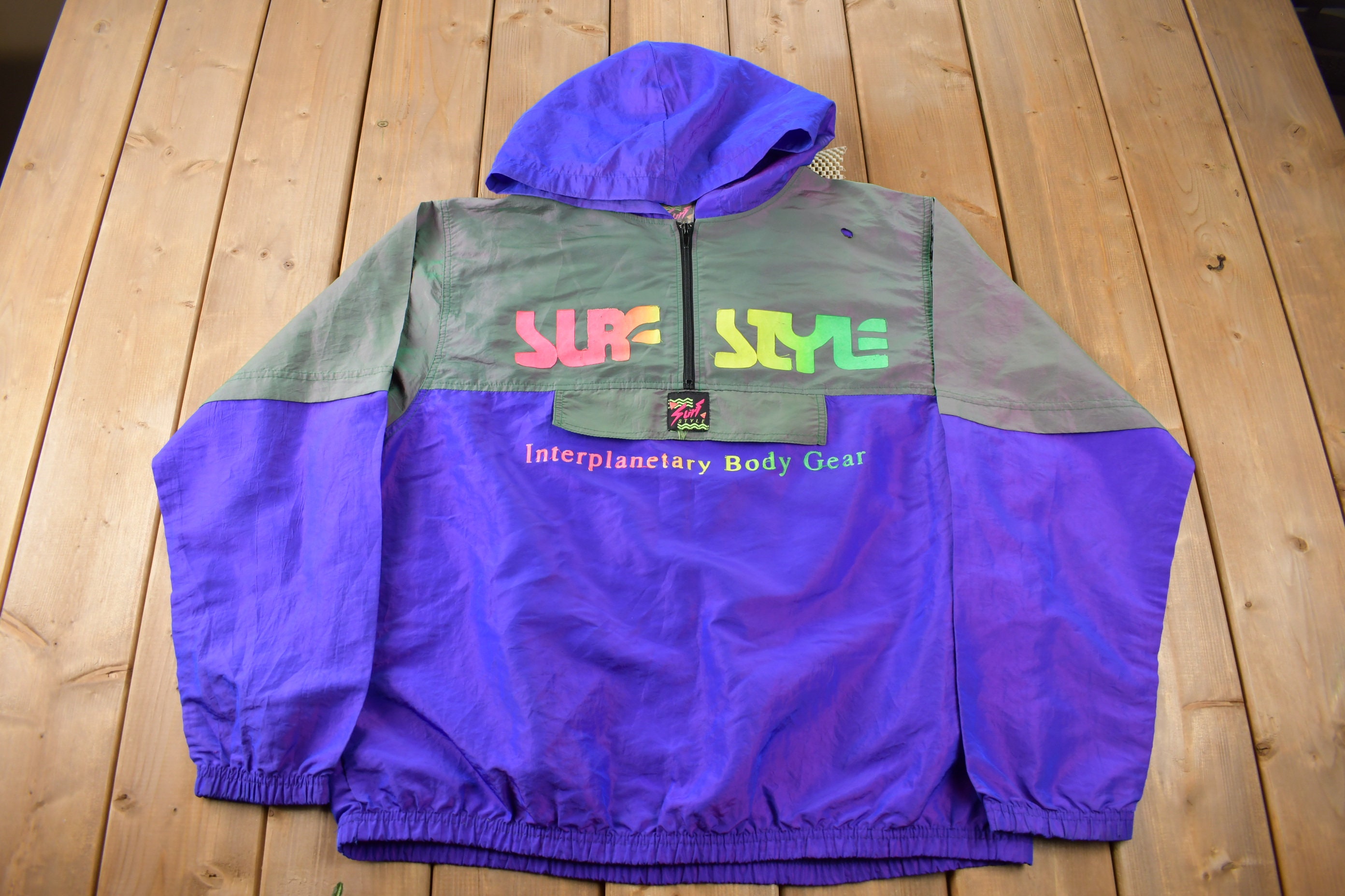 Vintage 1980s Surf Style Interplanetary Body Gear Quarter Zip