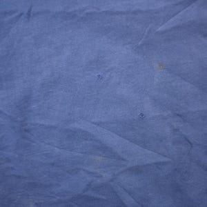 May include: A plain blue t-shirt with a few small holes.