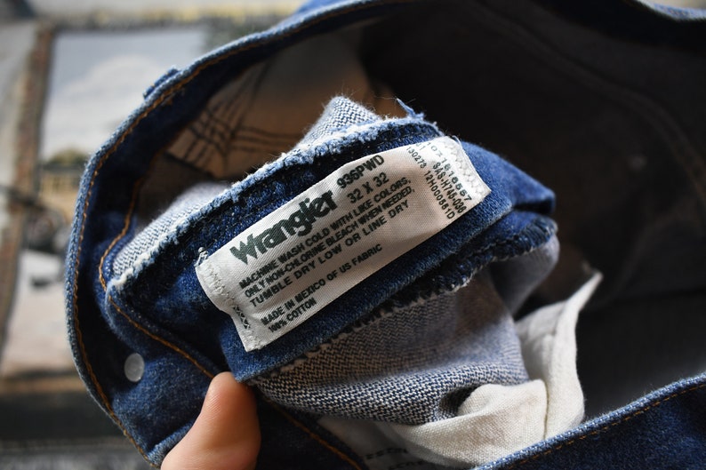 Vintage Wrangler 1980s Denim Pants Jeans Streetwear Fashion Bottoms Trousers Brand Logo Patch Retro Style