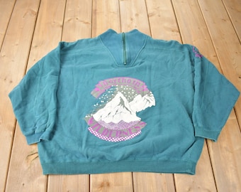 Sudadera vintage con cremallera de un cuarto de Northern Wilderness de los años 90