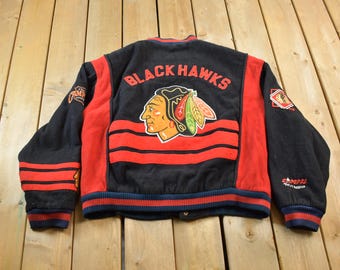 Vintage 1990s NHL Chicago Black Hawks Wool Varsity Jacket