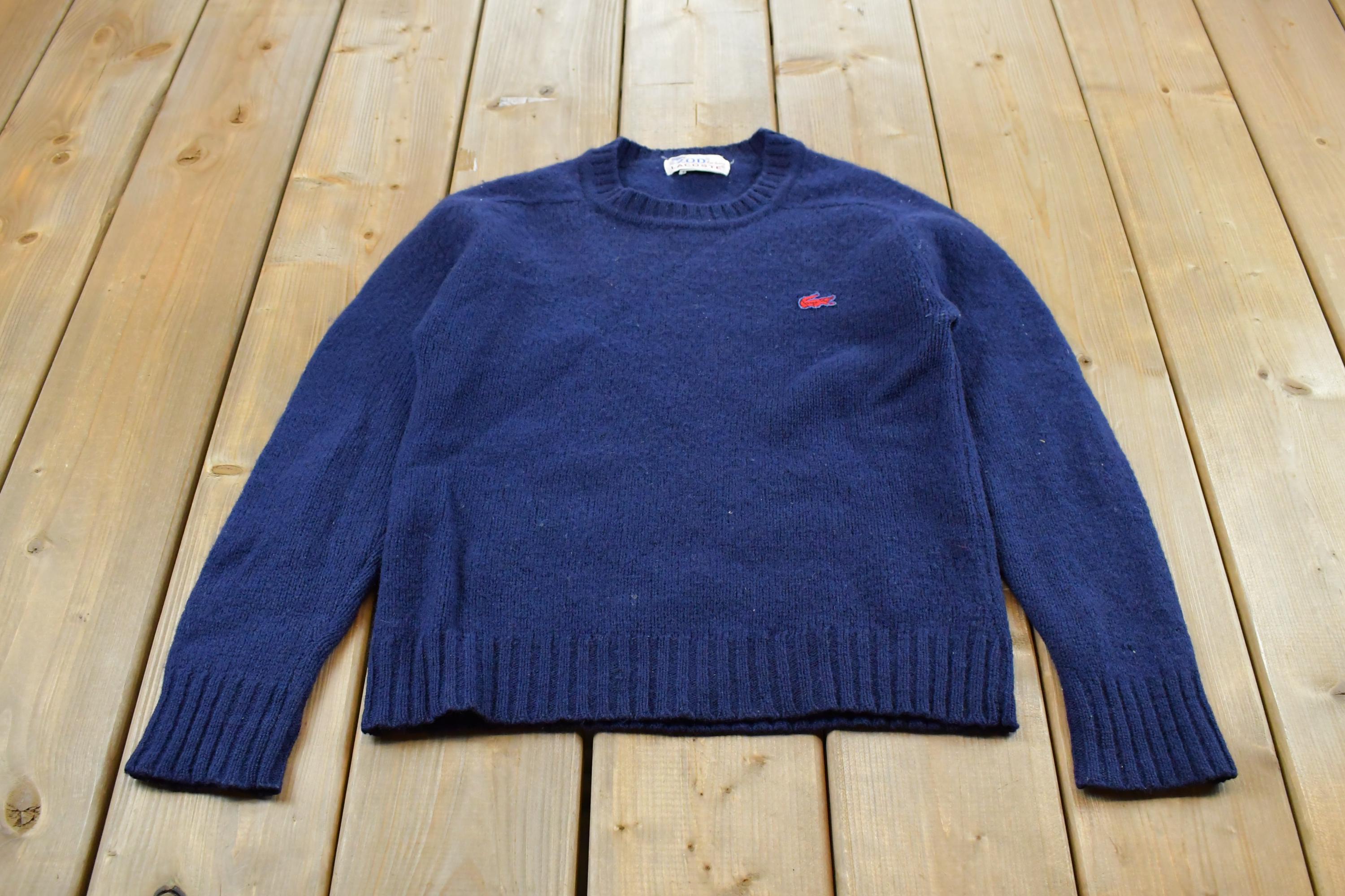 Vintage 1980s Izod Lacoste Wool Knit Crewneck Sweater Youth L / 80s Golf Sweater / 70s Streetwear