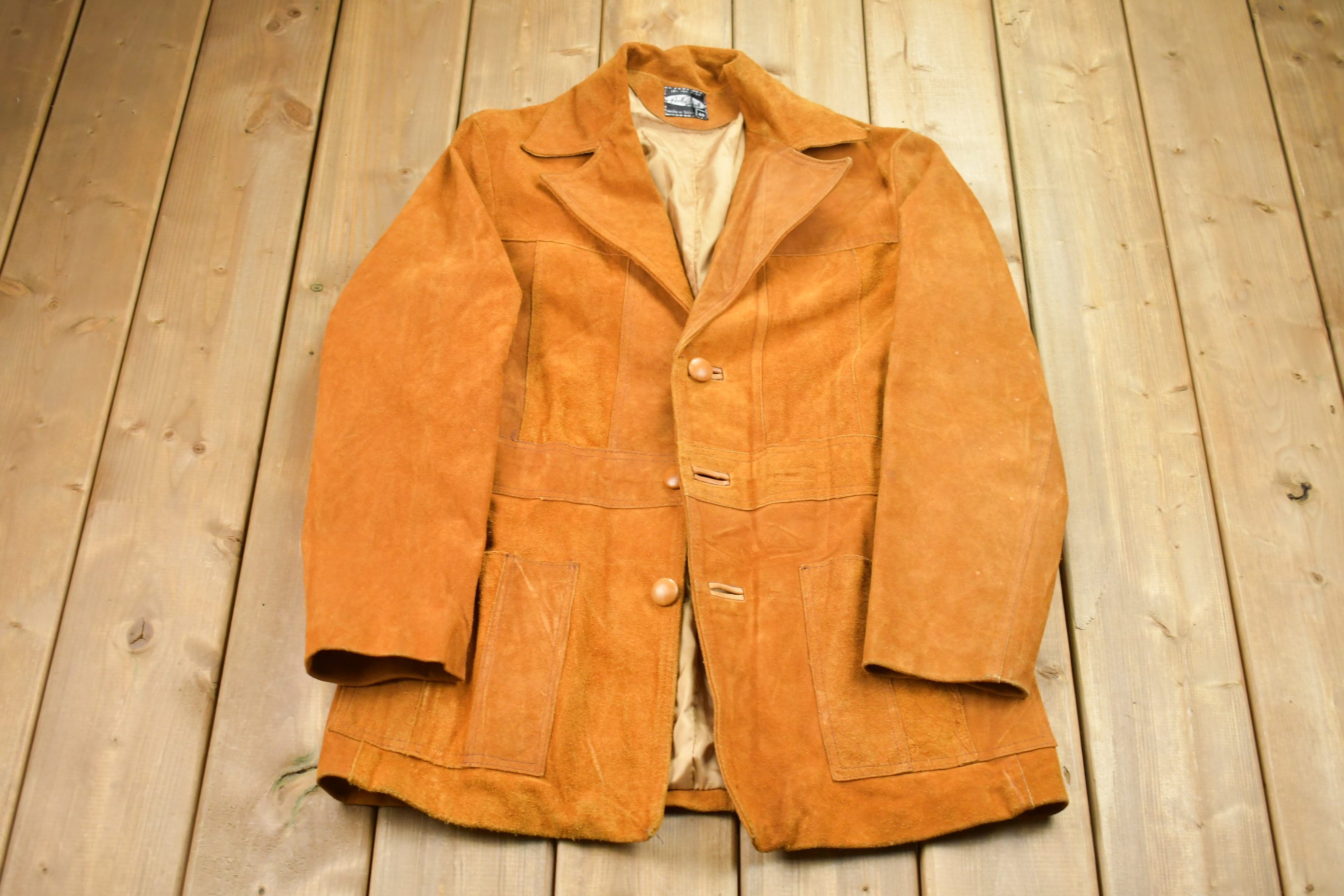 80's~ old suède leather half coat patch 80´s~ old suède leather half coat patch