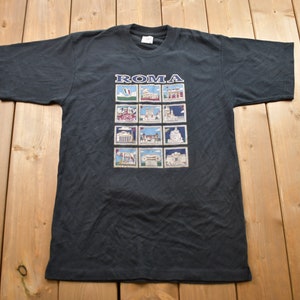 Vintage 1990s Roma FM Italy Souvenir T Shirt / Streetwear / Vacation Tee / Travel T Shirt / Rome / Ancient Rome / Colosseum