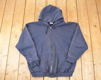 Vintage 1990s Pro Spirit Zip Up Blank Hoodie Sweatshirt Men's L / Made In USA / 90s Printing Crewneck / Streetwear Blanks