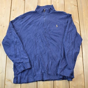 Vintage 1990s Polo Ralph Lauren Knit Quarter Zip Mock Neck Sweater / 90s Crewneck / Made In USA / Preppy Polo