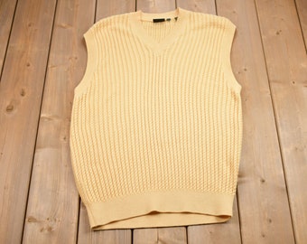 Chaleco de punto vintage de los 80 / Bobby Jones vintage / Chaleco de los 80 / Estampado de punto trenzado / Para actividades al aire libre y naturaleza / Chaleco vintage
