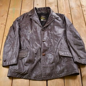Vintage 1980s Genuine Leather Varsity Jacket / Fall Outerwear / Leather Coat / Winter Outerwear / Streetwear Fashion / Suede Jacket