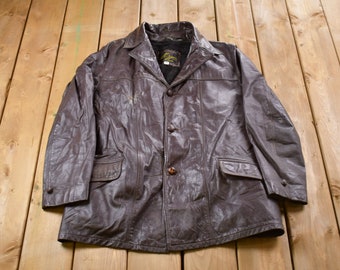 Vintage 1980s Genuine Leather Varsity Jacket / Fall Outerwear / Leather Coat / Winter Outerwear / Streetwear Fashion / Suede Jacket