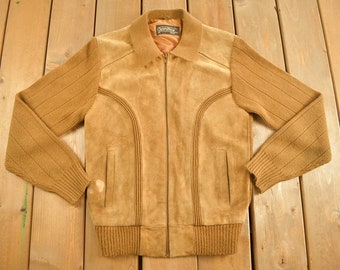 Vintage 1970s SportsWear Suede Jacket / Zip Up / Sears Jacket / Collared / Streetwear / Suede Jacket / Vintage Suede Jacket