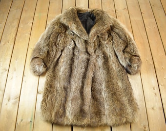 Vintage 1970s Full Length Brown Raccoon Fur Coat / Vintage Fur Jacket / Authentic Fur / Made In Canada / True Vintage
