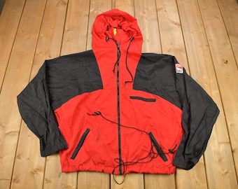 Vintage 1990-tals Marlboro Adventure Team vindjacka i färgblock / cigarettkampanj / lapptäcke / streetwear / athleisure