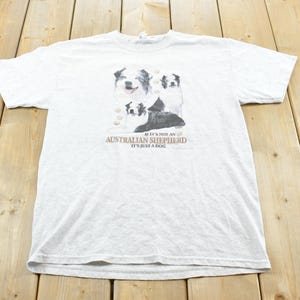 Vintage 2000s Australian Shepherd Dog T-Shirt Men's M / Animal Novelty Souvenir Shirt / Y2K 00s Streetwear