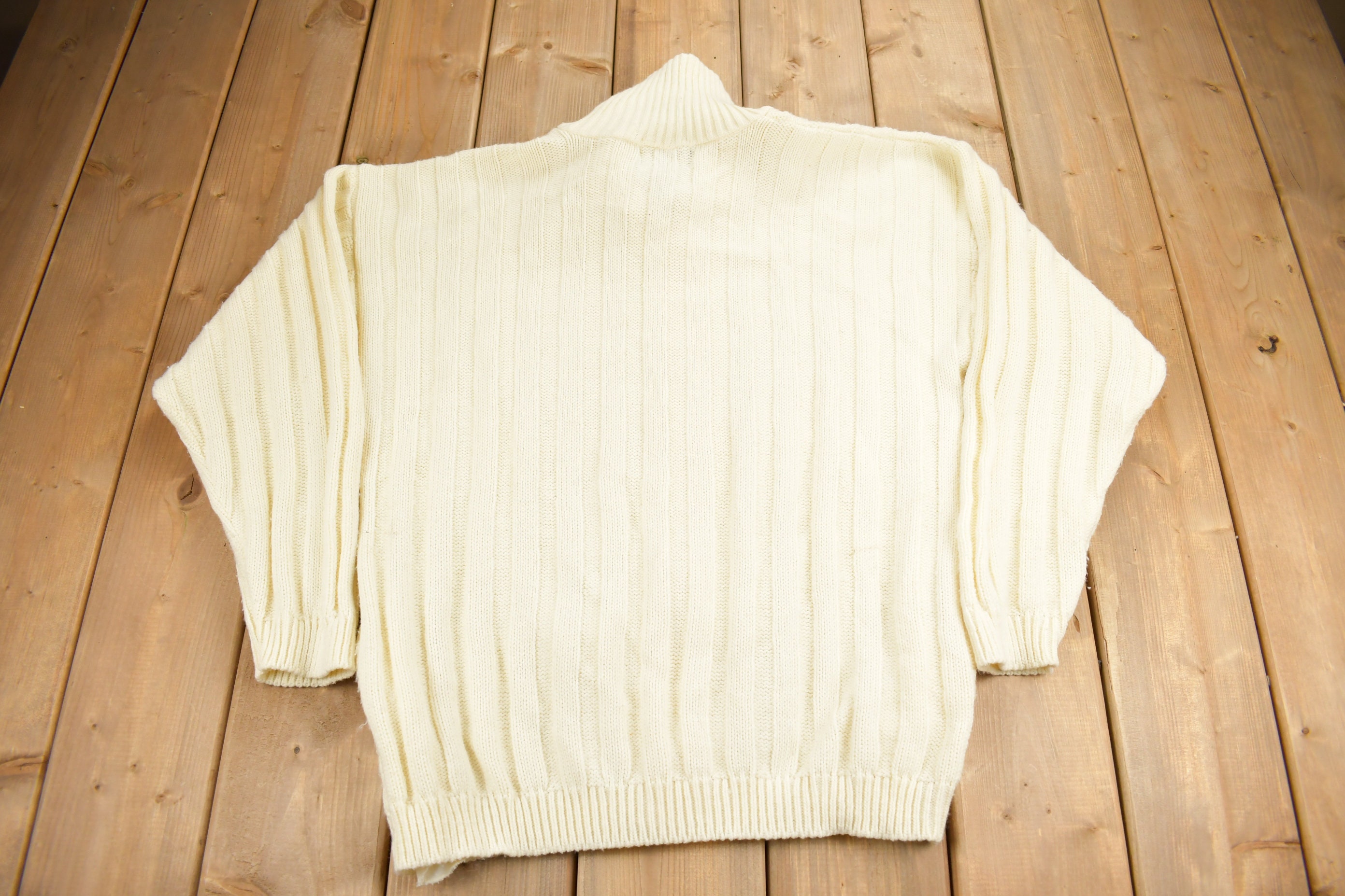 Vintage 1970s Milford Sportswear 3D Cable Knit Sweater / Zip up 