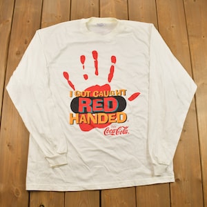 Vintage 1996 Caught Red Handed Coca Cola Graphic Long Sleeve Shirt / Vintage Long Sleeve Shirt / Streetwear / Graphic Long Tee / Made In USA