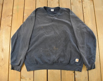 Vintage 1990s Distressed Carhartt Crewneck Sweatshirt Men's 2XL / Heavy Cotton / Sweatshirt / Workwear / Streetwear / Vintage Carhartt