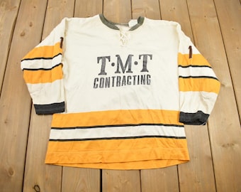 Vintage 1980s TMT Contracting Hockey Jersey / Made In Canada / #1 / Yellow