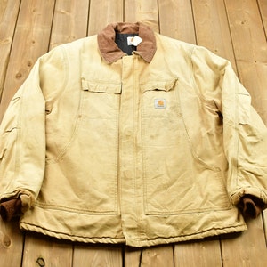 Vintage 1990s Carhartt Distressed Chore Coat / Vintage Workwear Jacket / Streetwear Fashion / Canvas Jacket / Made In USA