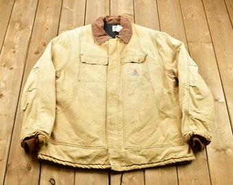 Vintage 1990s Carhartt Distressed Chore Coat / Vintage Workwear Jacket / Streetwear Fashion / Canvas Jacket / Made In USA